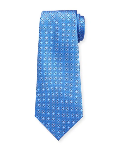 Shop Ermenegildo Zegna Men's Micro-squares Silk Tie In Blue