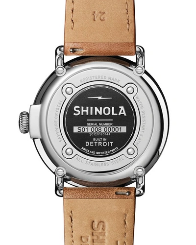 Shop Shinola Men's 47mm Runwell 3hd Watch With Leather Strap In Blue