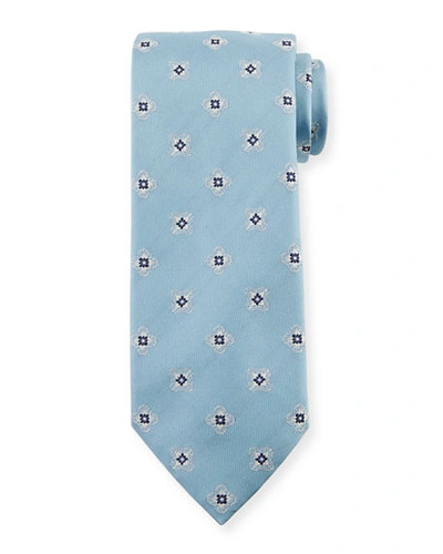 Shop Brioni Men's Silk Medallion Tie In Blue/gray