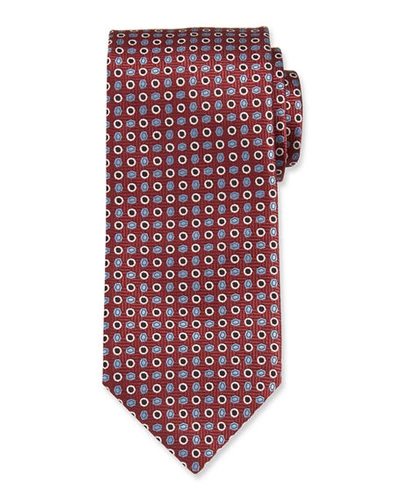 Shop Brioni Circles And Ovals Tie In Dark Red