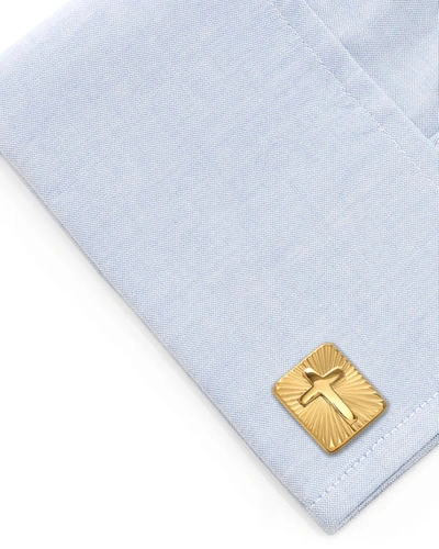 Shop Cufflinks, Inc Men's Radiant Cross Rectangle Cufflinks In Gold