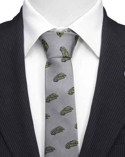 Shop Cufflinks, Inc Men's Star Wars Millennium Falcon Silk Tie In Gray