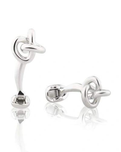 Shop Fils Unique Round Knot Cufflinks In Silver