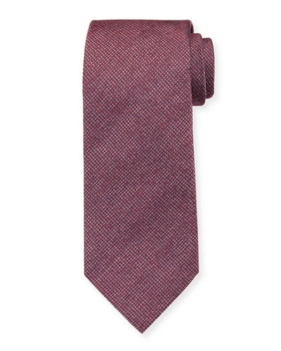 Shop Brioni Men's Micro-houndstooth Silk Tie In Wine