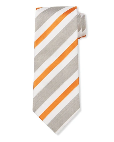 Shop Brioni Seasonal Striped Silk Tie In Orange