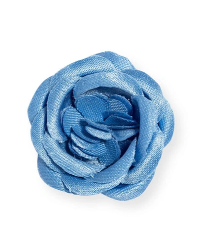 Shop Hook + Albert Men's Small Poplin Lapel Flower In Blue