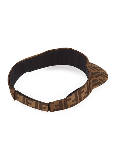 Shop Fendi Men's Ff Logo Visor In Brown