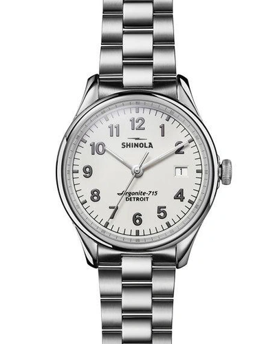Shop Shinola 38mm Vinton Bracelet Watch In Off White