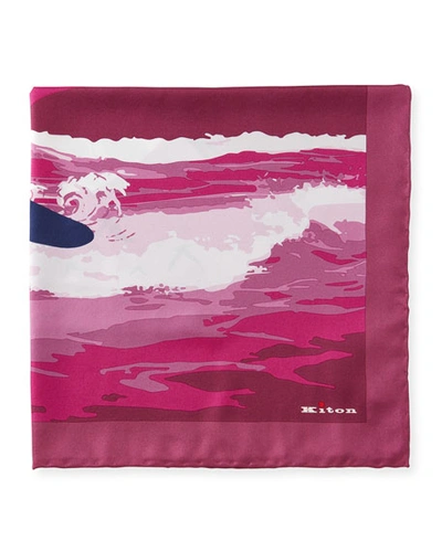 Shop Kiton Men's Surfer Silk Pocket Square In Pink