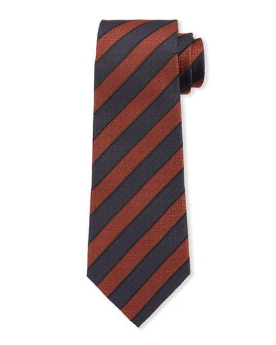 Shop Ermenegildo Zegna Men's Diagonal Stripe Silk Tie In Brown