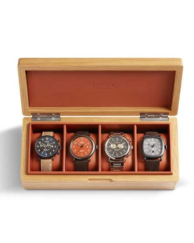 Shop Shinola Men's Oak/leather Four-watch Storage Box In Orange
