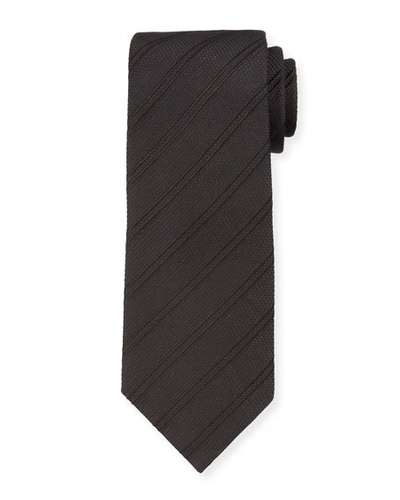 Shop Tom Ford Men's Tonal Stripe Silk-blend Tie In Black