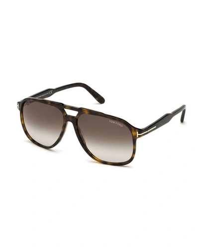Shop Tom Ford Men's Raoul Gradient Tortoiseshell Aviator Sunglasses