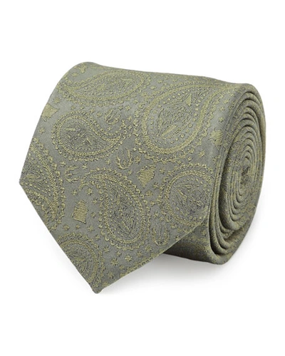 Shop Cufflinks, Inc Star Wars Yoda Paisley-print Silk Tie In Green