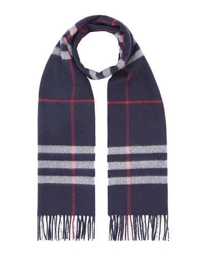 Shop Burberry Men's Giant Check Cashmere Scarf In Blue Pattern
