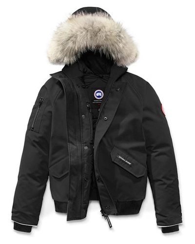 Shop Canada Goose Kid's Rundle Bomber W/ Detachable Fur Trim, Youth Xs-xl In Black