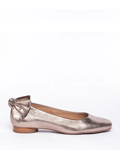 Shop Bernardo Eloise Leather Bow Ballet Flats In Brown Metallic