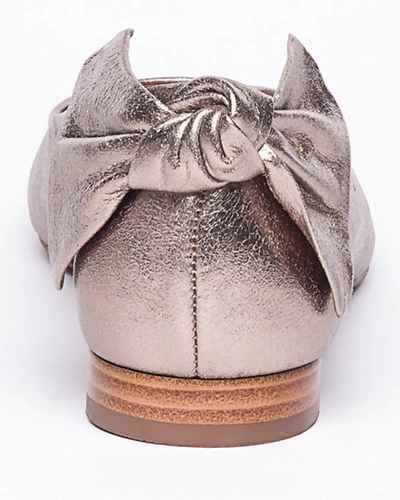 Shop Bernardo Eloise Leather Bow Ballet Flats In Brown Metallic