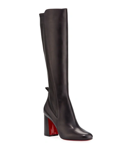 Shop Christian Louboutin Kronobotte Red Sole Knee Boots In Black