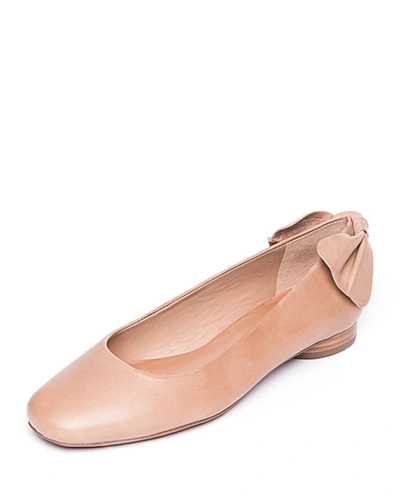 Shop Bernardo Eloise Leather Bow Ballet Flats In Sand