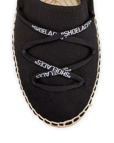 Shop Off-white Shoelaces Diagonal Stripe Flat Espadrilles In Black/white