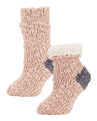 Shop Eberjey Scout Wide-knit Slipper Socks In Rosesmoke/flannel