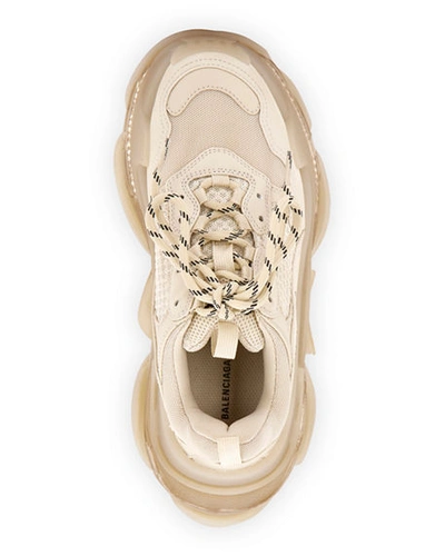 Shop Balenciaga Triple S Air Nylon Sneakers With Logo In Off White