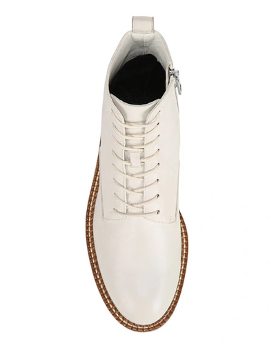 Shop Vince Cabria Leather Combat Lace-up Booties In Off White