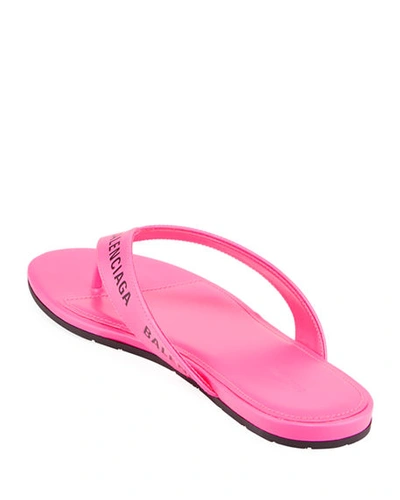 Shop Balenciaga Leather Logo Thong Sandals In Pink