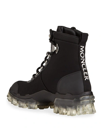 Shop Moncler Helis Canvas Lace-up Hiking Boots In Black