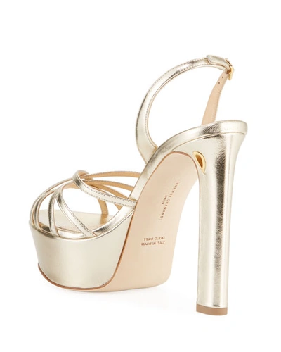 Shop Jennifer Chamandi Roberto Metallic Leather Platform Sandals In Gold