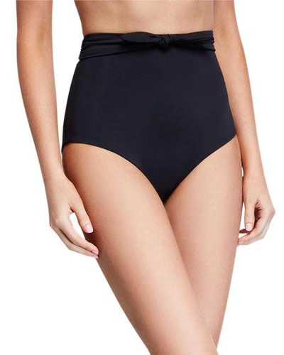 Shop Mara Hoffman Jay High-waist Tie-front Bikini Bottoms In Black