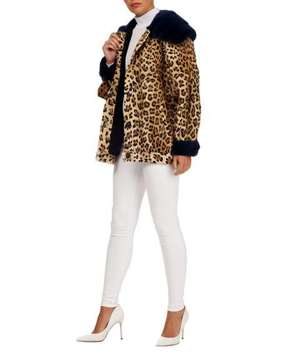 Shop Simonetta Ravizza Leopard-print Lamb Fur Jacket With Mink Trim