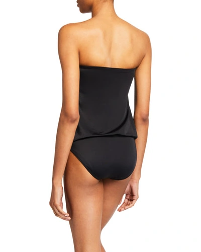 Shop Norma Kamali Strapless Babydoll Mio One-piece Swimsuit In Black