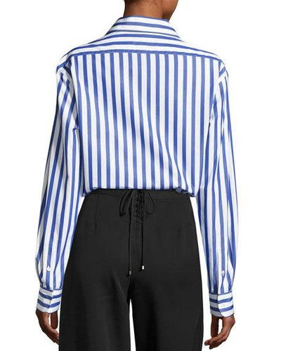 Shop Ralph Lauren Capri Striped Cotton Blouse, White