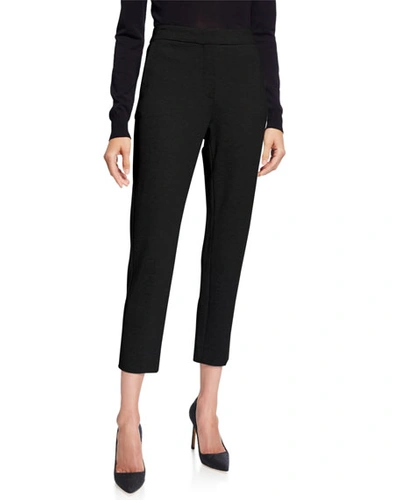 Shop Max Mara Pegno Jersey Straight-leg Ankle Pants In Black