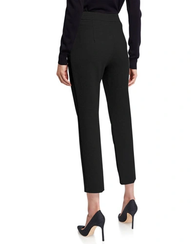 Shop Max Mara Pegno Jersey Straight-leg Ankle Pants In Black