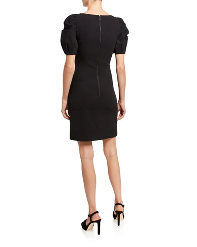 Shop Alice And Olivia Rachel Puff-sleeve Mini Dress In Black