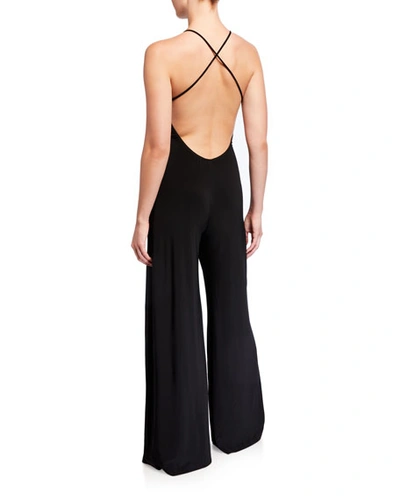 Shop Norma Kamali Low-back Slip Jumpsuit In Black