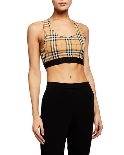 Shop Burberry Dalby Vintage Checked Bra In Antique Yellow