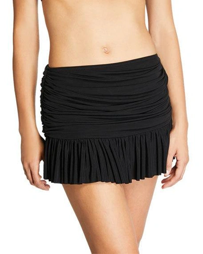Shop Norma Kamali Richie Skirted Bikini Bottom In Black