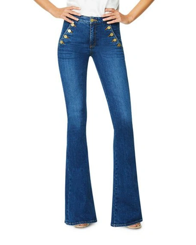 Shop Ramy Brook Helena Mid-rise Flare Jeans In Medium Wash