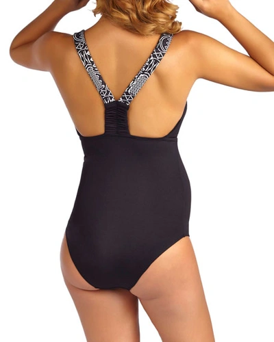 Shop Pez D'or Maternity Montego Bay One-piece Swimsuit In Black/white