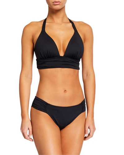 Shop La Blanca Shirred Banded Halter Bikini Top In Black