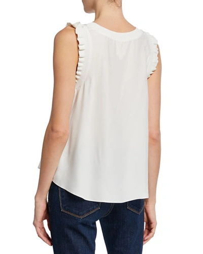 Shop Cinq À Sept Tous Les Jours Lenore Crewneck Sleeveless Silk Top In Ivory