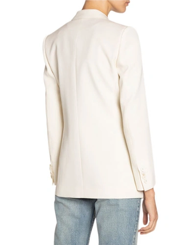 Shop Saint Laurent Wool Double-breasted Blazer In Off White