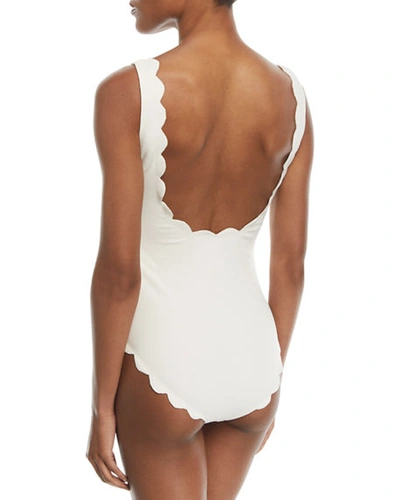 Shop Marysia Palm Springs Scalloped One-piece Swimsuit In Coconut