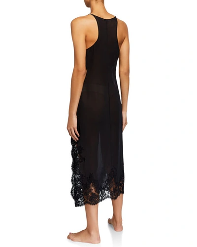 Shop La Perla Lawinia Rose Lace-trim Nightgown In Black