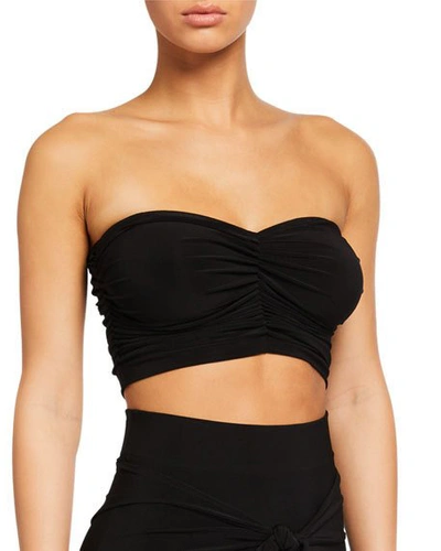 Shop Norma Kamali Cropped Slinky Bra Bikini Top In Black