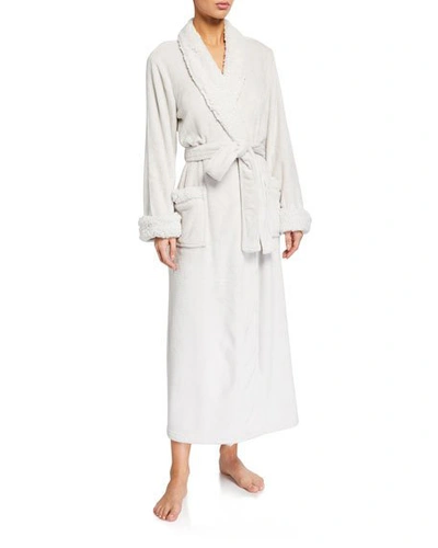 Shop Natori Long Plush Robe In Ecru